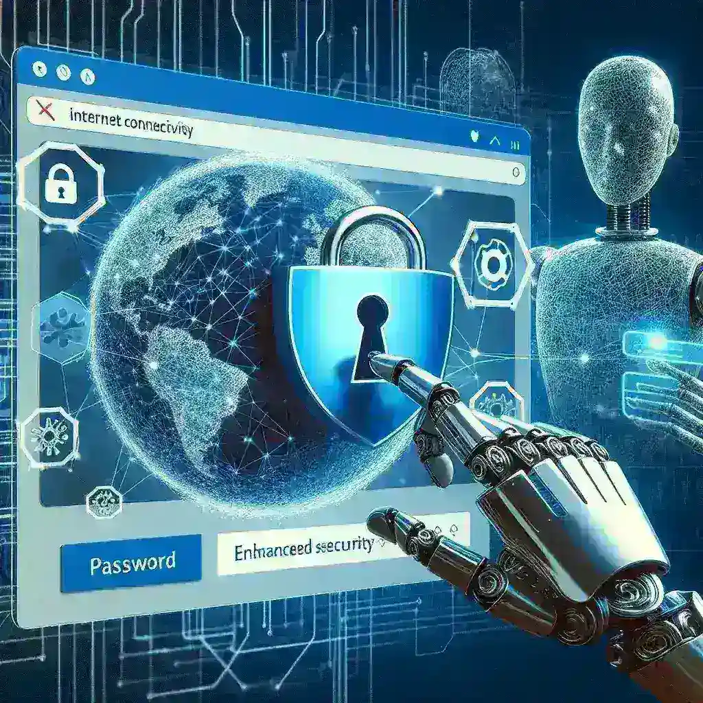 "Google Chrome logo with a visual representation of AI technology, illustrating the integration of AI-powered password managers aimed at enhancing online security in the U.S."