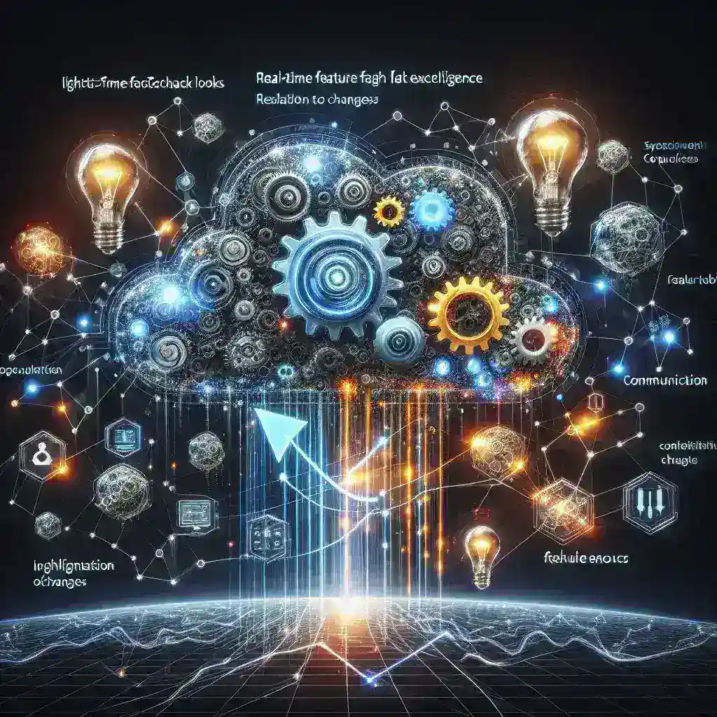 "Dashboard displaying real-time feature flag analytics and performance metrics in a modern DevOps environment, illustrating systems for effective feature flag management in software development."